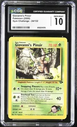 Pokemon Giovanni's Pinsir 2000 Gym Challenge 24/132 CGC 10 - Image 1