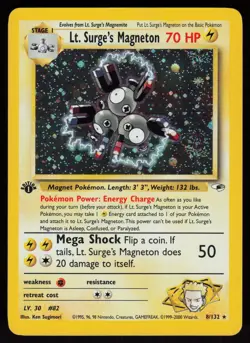 Lt. Surge's Magneton 8/132 Rare Gym Heroes Holo 1st Edition Pokemon - Image 1