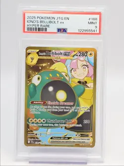 IONO'S BELLIBOLT EX 2025 POKEMON JOURNEY TOGETHER HYPER RARE 188 PSA 9 Q0004 - Image 1
