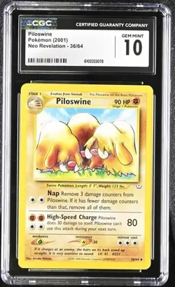 Pokemon Piloswine 2001 Neo Revelation 36/64 CGC 10 - Image 1