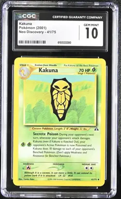 Pokemon 2001 Kakuna Neo Discovery 41/75 CGC 10 - Image 1