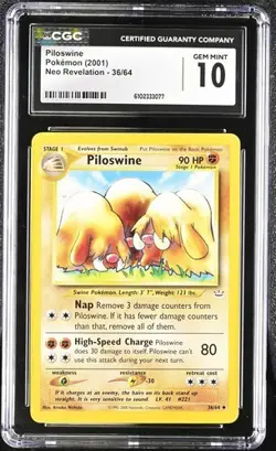 Pokemon Piloswine 2001 Neo Revelation 36/64 CGC 10 - Image 1