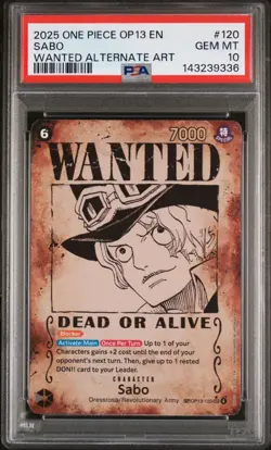 2025 ONE PIECE OP13 -CARRYING ON HIS WILL WANTED POSTER ALT ART #120 SABO PSA 10 - Image 1