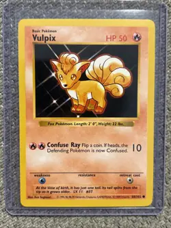 Pokemon TCG Vulpix Base Set Shadowless Common Card 68/102 LP Condition - Image 1