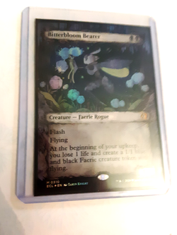 mtg 2 cards bitterbloom bearer, and meekattack mythical n/m never played foil - Image 2
