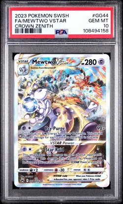 2023 POKEMON SWORD AND SHIELD CROWN ZENITHFULL ART/MEWTWO VSTAR GG44 - Image 1