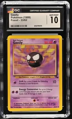 Pokemon Gastly 1999 Fossil 33/62 CGC 10 - Image 1