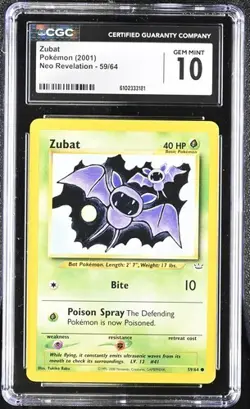Pokemon Zubat 2001 Neo Revelation 59/64 CGC 10 - Image 1