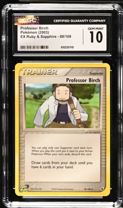 Pokemon 2003 Professor Birch EX Ruby & Sapphire 89/109 CGC 10 - Image 1