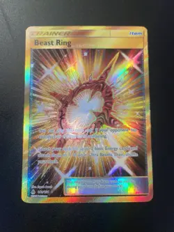 Pokemon Sun & Moon Beast Ring Trainer Secret Rare Gold 141/131 NM - Image 1