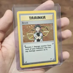 SWIRL Brock Unlimited Pokemon Gym Heroes 15/132 Holo Rare Trainer - Image 1