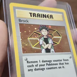SWIRL Brock Unlimited Pokemon Gym Heroes 15/132 Holo Rare Trainer - Image 2