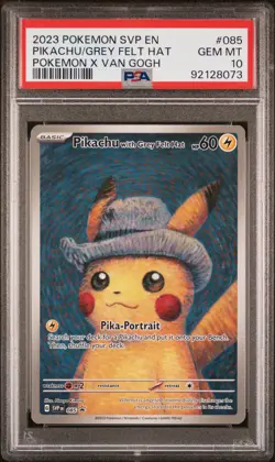 2023 POKEMON SVP EN-SV BLACK STAR PROMO #085 PIKACHU WITH GREY FELT HAT PSA 10 - Image 1