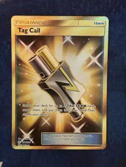 Pokemon Tag Call Secret Rare Gold Holo # 270/236 - SM: Cosmic Eclipse - LP - Image 1