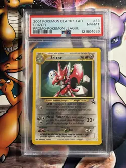 2001 Pokemon ~ Black Star Promo ~ Pokemon League ~ Scizor #33 ~ PSA 8 NM-MT - Image 1