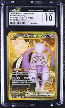 Team Rocket's Mewtwo EX *CGC 10* Hyper Rare *Destined Rivals* #240 *2025*Pokemon - Image 1