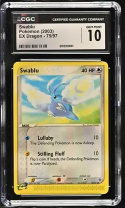 Pokemon Swablu 2003 EX Dragon 75/97 CGC 10 - Image 1