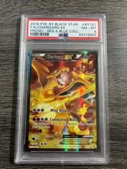 2016 Pokemon XY Red BLue Charizard EX Full Art Black Star Promo BSP #XY121 PSA 8 - Image 1
