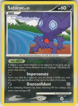 Pokemon Sableye 48/100 Stormfront Uncommon NM - Image 1