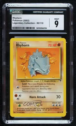 Rhyhorn Pokemon Legendary Collection CGC 9 Mint 2002 - Image 1