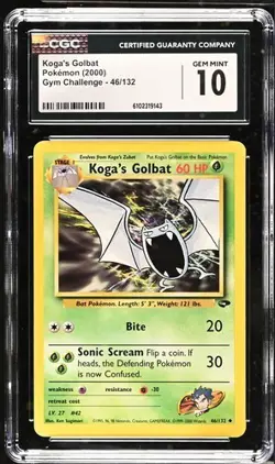 Pokemon Koga's Golbat 2000 Gym Challenge 46/132 CGC 10 - Image 1
