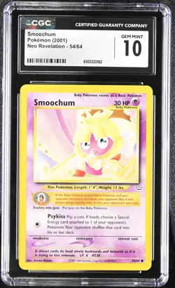 Pokemon 2001 Smoochum Neo Revelation 54/64 CGC 10 - Image 1