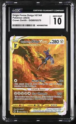 Origin Forme Dialga VSTAR CGC 10 GEM MT Pokemon (2023) Crown Zenith #GG68/GG70 - Image 1