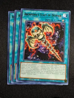 Yugioh - 3x Archfiend's Staff of Despair MP22-EN036 1st Edition Rare NM - Image 1