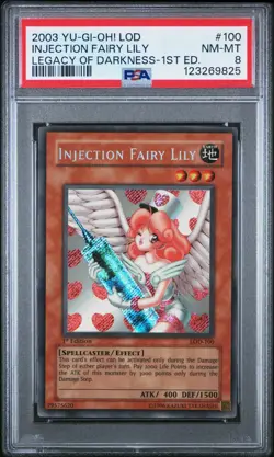 2003 YU-GI-OH! LOD-LEGACY OF DARKNESS #100 INJECTION FAIRY LILY PSA 8 1ST ED - Image 1