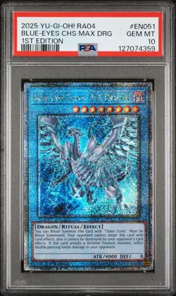 2025 YU-GI-OH! RA04-QUARTER CENTURY STAMPEDE BLUE-EYES CHAOS MAX DRAGON PSA 10 - Image 1