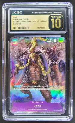 2024 ONE PIECE CCG JACK BANDAI GAMES FEST ST04-008 CGC 10 PRISTINE AL2 - Image 1