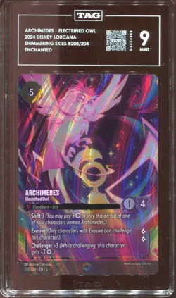 Disney Lorcana Archimedes Electrified Owl Enchanted Graded TAG 9 #208 - Image 3