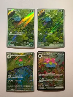 Pokemon TCG SV: 151 (4) Card Lot -ENG Bulbasaur Ivysaur Venusaur + JP Bulbasaur - Image 1