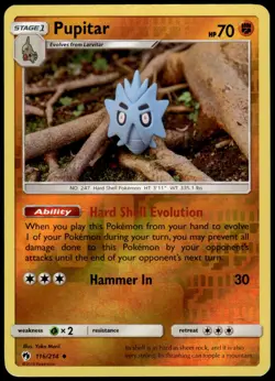 Pupitar 116/214 Lost Thunder Uncommon LP Pokemon 2018 - Image 1