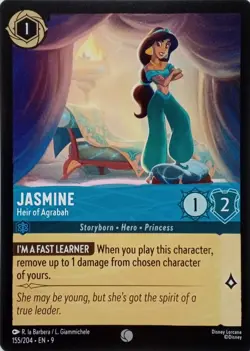 155/204 JASMINE HEIR OF AGRABAH EN9 COMMON DISNEY LORCANA CARD - Image 1