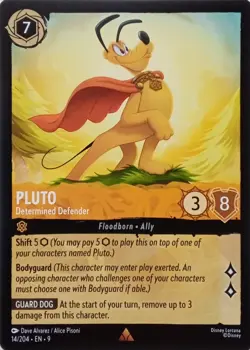 14/204 PLUTO DETERMINED DEFENDER EN9 RARE DISNEY LORCANA CARD - Image 1