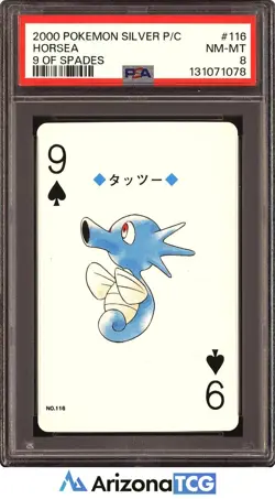 Pokemon 2000 Horsea 116 9 Of Spades Pokemon Silver Playing Card Japanese PSA 8 - Image 1