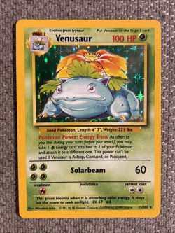 Pokemon TCG Venusaur Base Set Holo Unlimited Rare Card 15/102 LP Condition - Image 1