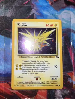 Vintage Pokemon TCG Fossil Zapdos 15/62 Holo Rare Card NEAR MINT no scratches - Image 2