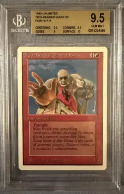 MTG Unlimited Rare 1993 Two-Headed Giant Of Foriys BGS 9.5 GEM MINT 93/94 Magic - Image 1