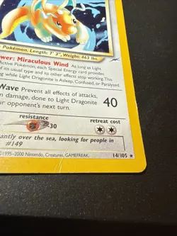 Pokemon TCG Light Dragonite Neo Destiny Holo Card 14/105 - Image 3