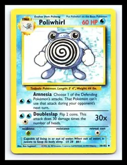 💥 Poliwhirl # 38/102 Base Set Non Holo Foil Pokemon 1999 Vintage Card - Image 1