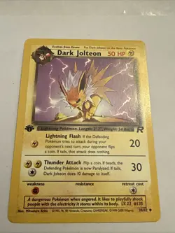 Dark Jolteon ERROR 1st Edition Thick Stamp 38/82 Team Rocket Pokemon Card | LP - Image 1