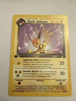 Dark Jolteon ERROR 1st Edition Thick Stamp 38/82 Team Rocket Pokemon Card | LP - Image 2