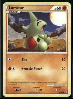 Pokemon * Larvitar #51/95 Common * Unleashed * Near Mint or Better - Image 1