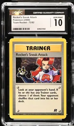 Pokemon Rocket's Sneak Attack 2000 Team Rocket 72/82 CGC 10 - Image 1