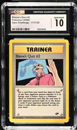 Pokemon 2000 Blaine's Quiz #2 Gym Challenge 111/132 CGC 10 - Image 1