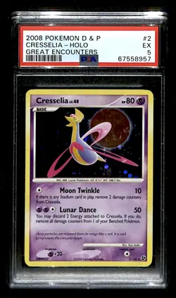 2008 D&P Great Encounters Holo Cresselia #2 PSA 5 ES6 - Image 1