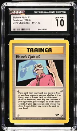 Pokemon 2000 Blaine's Quiz #2 Gym Challenge 111/132 CGC 10 - Image 1