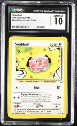 Pokemon Snubbull 2001 Neo Revelation 55/64 CGC 10 - Image 1